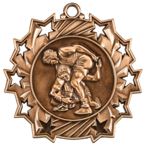 Antique Bronze 2 1/4 inch Wrestling Ten Star Medal