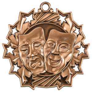Antique Bronze 2 1/4 inch Drama Ten Star Medal