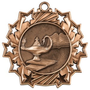 Antique Bronze 2 1/4 inch Graduate Ten Star Medal