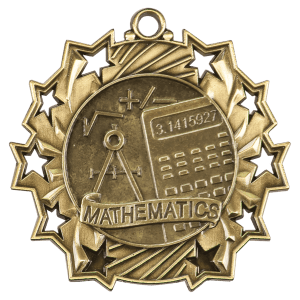Antique Gold 2 1/4 inch Math Ten Star Medal
