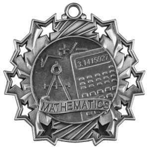 Antique Silver 2 1/4 inch Math Ten Star Medal