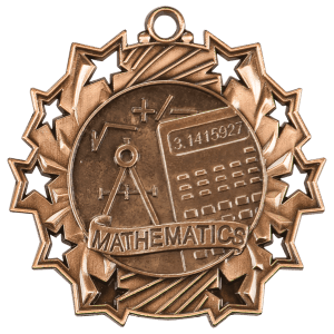 Antique Bronze 2 1/4 inch Math Ten Star Medal