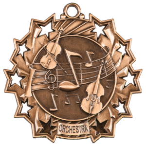 Antique Bronze 2 1/4 inch Orchestra Ten Star Medal