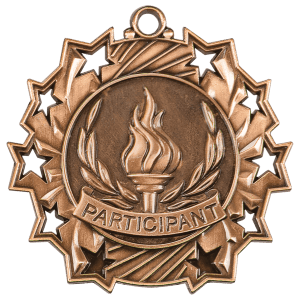 Antique Bronze 2 1/4 inch Participant Ten Star Medal