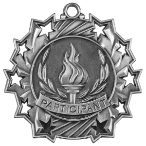 Antique Silver 2 1/4 inch Participant Ten Star Medal