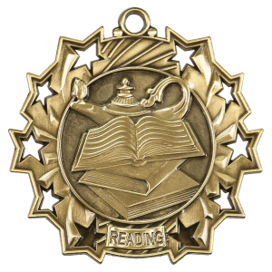 Antique Gold 2 1/4 inch Reading Ten Star Medal