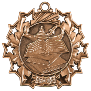 Antique Bronze 2 1/4 inch Reading Ten Star Medal