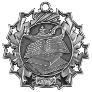 Antique Silver 2 1/4 inch Reading Ten Star Medal