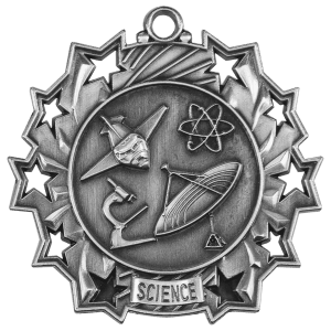 Antique Silver 2 1/4 inch Science Ten Star Medal
