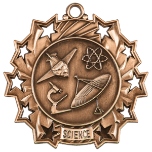 Antique Bronze 2 1/4 inch Science Ten Star Medal