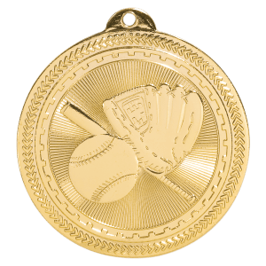 2 inch Bright Gold Baseball & Softball BriteLazer medal