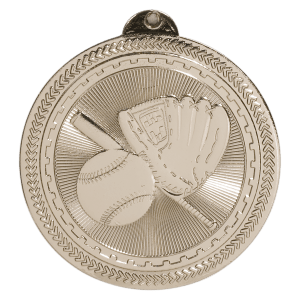 2 inch Bright Silver Baseball & Softball BriteLazer medal