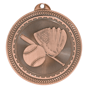 2 inch Antique Bronze Baseball & Softball BriteLazer medal