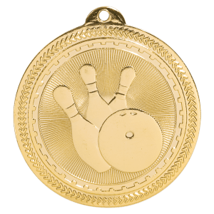 2 inch Bright Gold Bowling BriteLazer medal