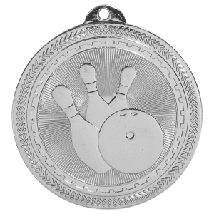 2 inch Bright Silver Bowling BriteLazer medal