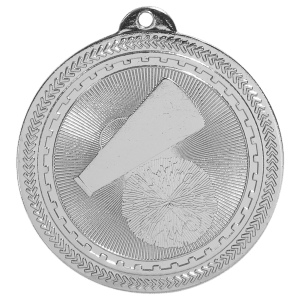 2 inch Bright Silver Cheerleading BriteLazer medal