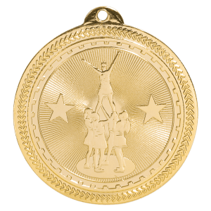 2 inch Bright Gold Competitive Cheer BriteLazer medal