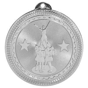 2 inch Bright Silver Competitive Cheer BriteLazer medal