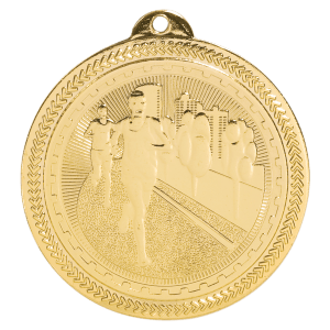 2 inch Bright Gold Cross Country BriteLazer medal