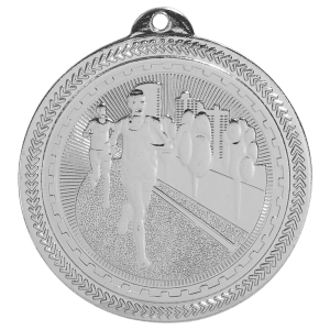 2 inch Bright Silver Cross Country BriteLazer medal