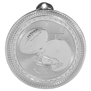 2 inch Bright Silver Football BriteLazer medal