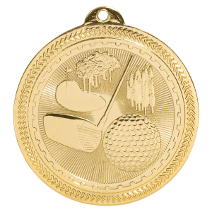 2 inch Bright Gold Golf BriteLazer medal