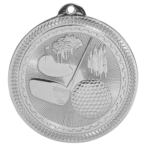 2 inch Bright Silver Golf BriteLazer medal