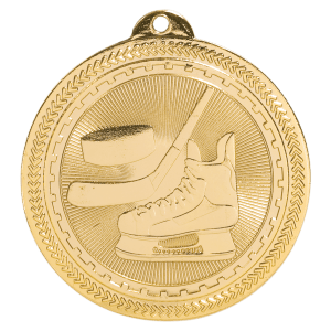 2 inch Bright Gold Hockey BriteLazer medal