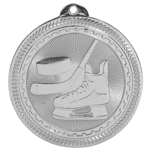 2 inch Bright Silver Hockey BriteLazer medal