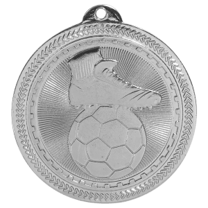 2 inch Bright Silver Soccer BriteLazer medal