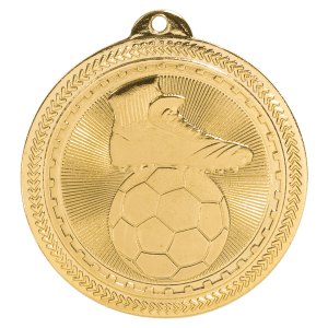 2 inch Bright Gold Soccer BriteLazer medal