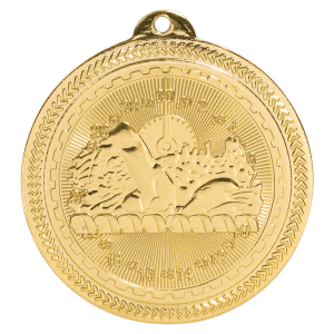2 inch Bright Gold Swimming BriteLazer medal