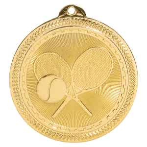 2 inch Bright Gold Tennis BriteLazer medal