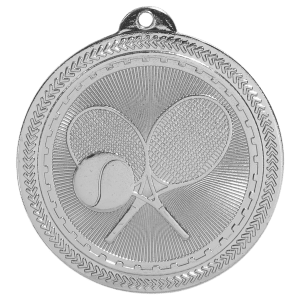 2 inch Bright Silver Tennis BriteLazer medal