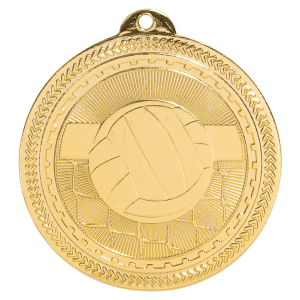 2 inch Bright Gold Volleyball BriteLazer medal