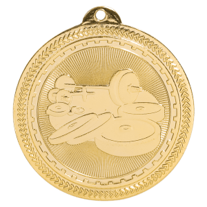 2 inch Bright Gold Weightlifting BriteLazer medal