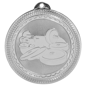 2 inch Bright Silver Weightlifting BriteLazer medal