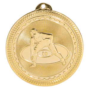 2 inch Bright Gold Wrestling BriteLazer medal
