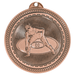 2 inch Antique Bronze Wrestling BriteLazer medal