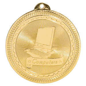 2 inch Bright Gold Computers BriteLazer medal