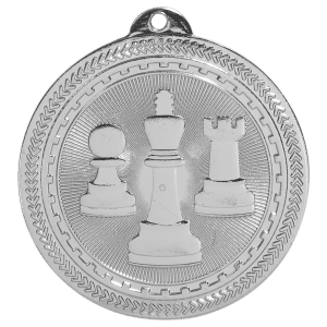 2 inch Bright Silver Chess BriteLazer medal