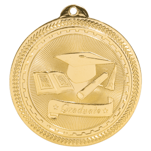 2 inch Bright Gold Graduate BriteLazer Medal