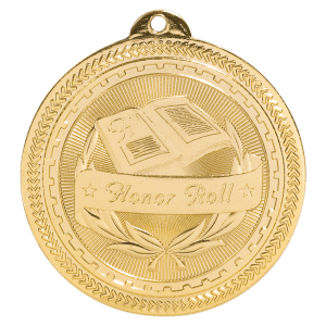 2 inch Bright Gold Honor Roll BriteLazer Medal