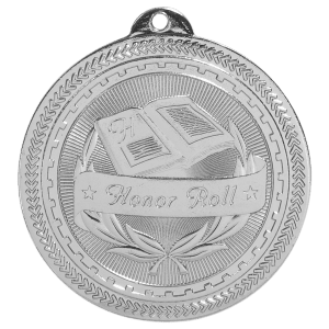 2 inch Bright Silver Honor Roll BriteLazer Medal