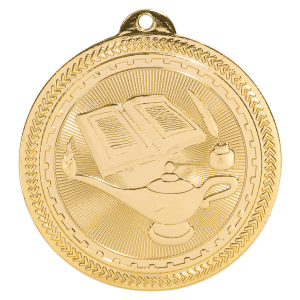 2 inch Bright Gold Lamp of Knowledge BriteLazer Medal