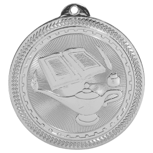 2 inch Bright Silver Lamp of Knowledge BriteLazer Medal