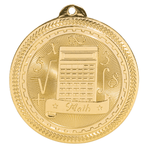 2 inch Bright Gold Math BriteLazer Medal