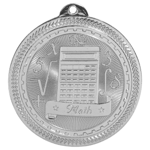 2 inch Bright Silver Math BriteLazer Medal